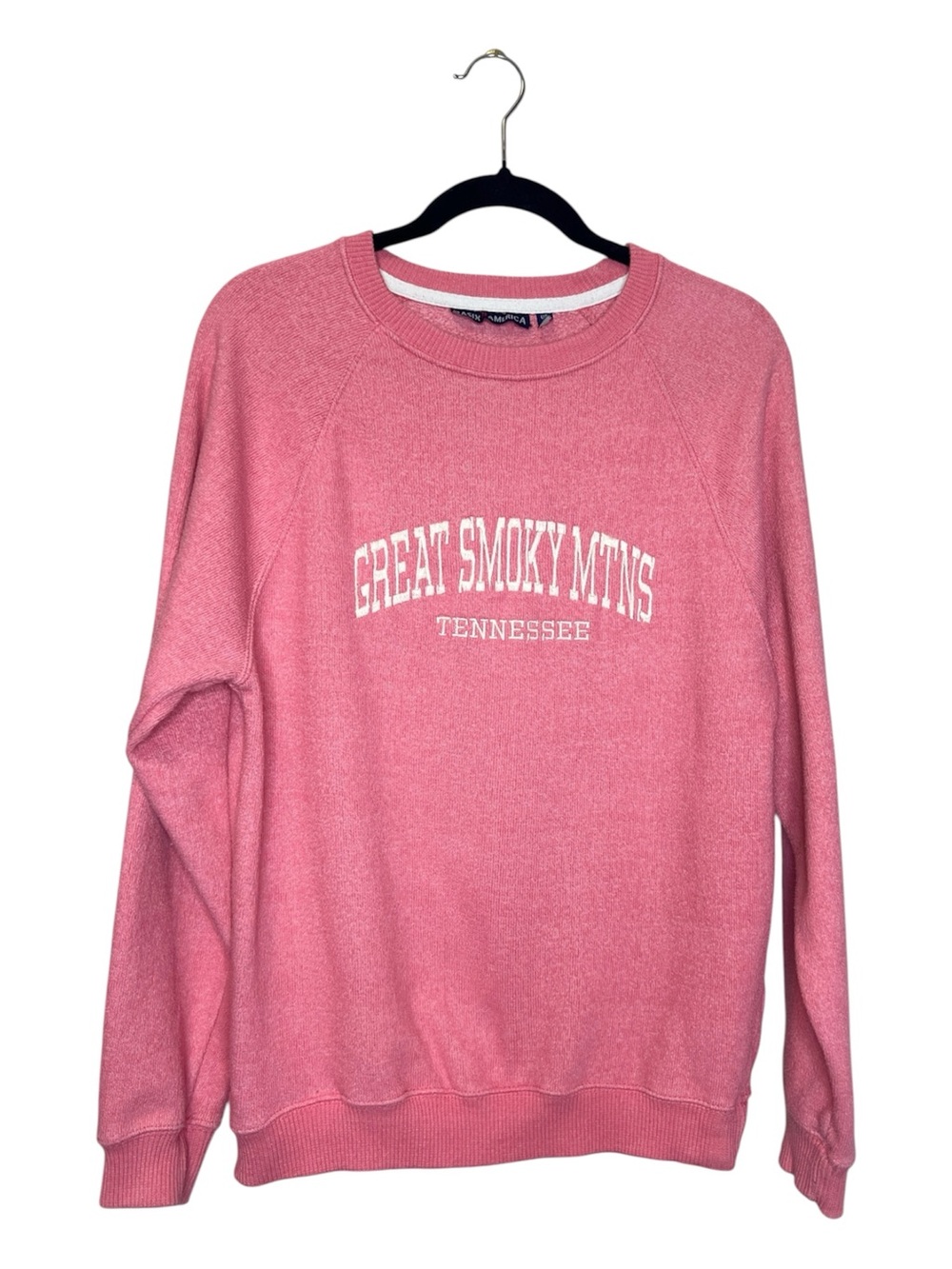 Great Smoky Mountains Tennessee Pink and White Embroidered Raglan Sweatshirt